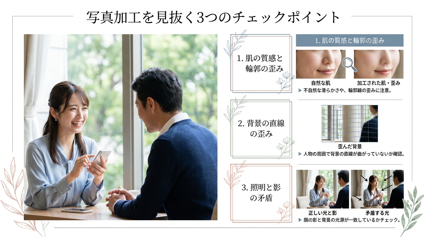写真加工を見抜く3つのチェックポイント