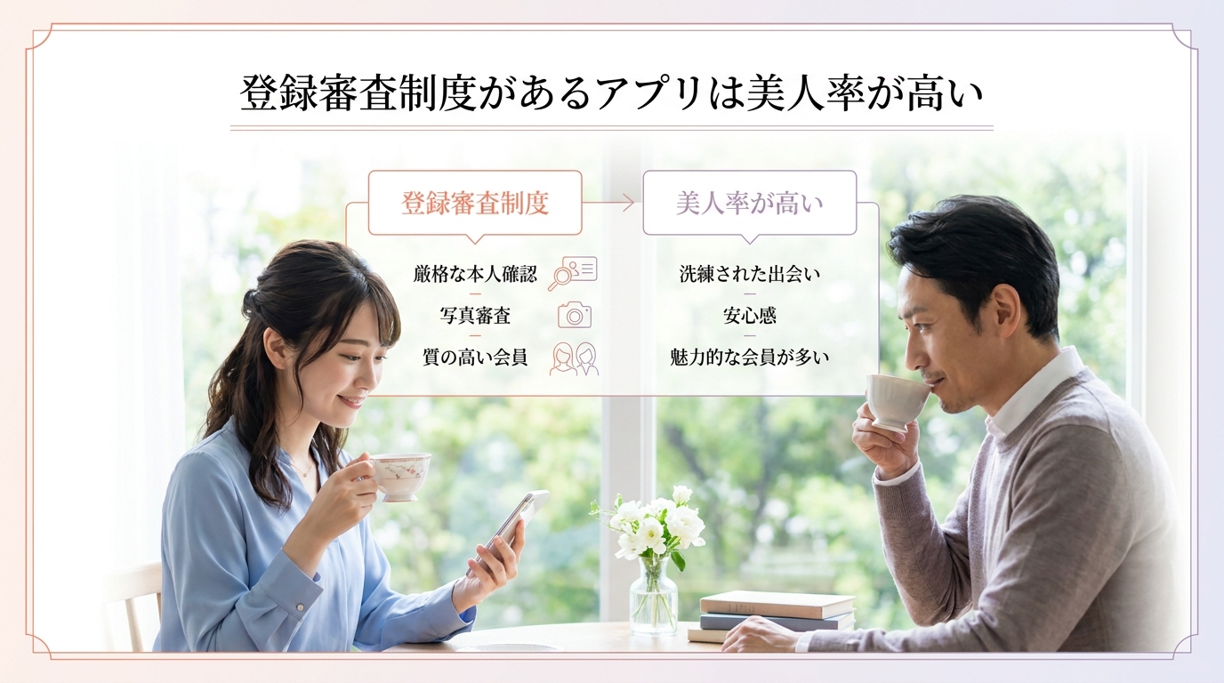 登録審査制度があるアプリは美人率が高い