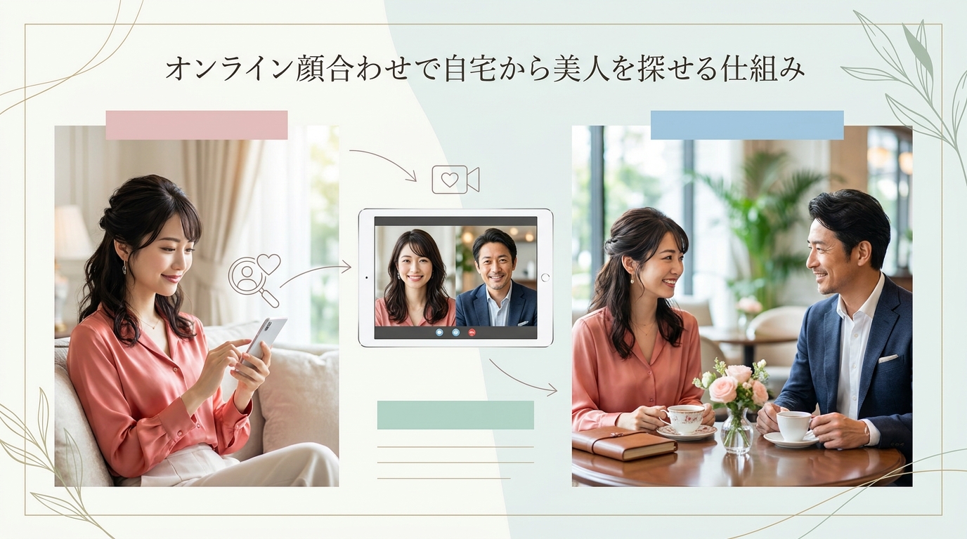 オンライン顔合わせで自宅から美人を探せる仕組み